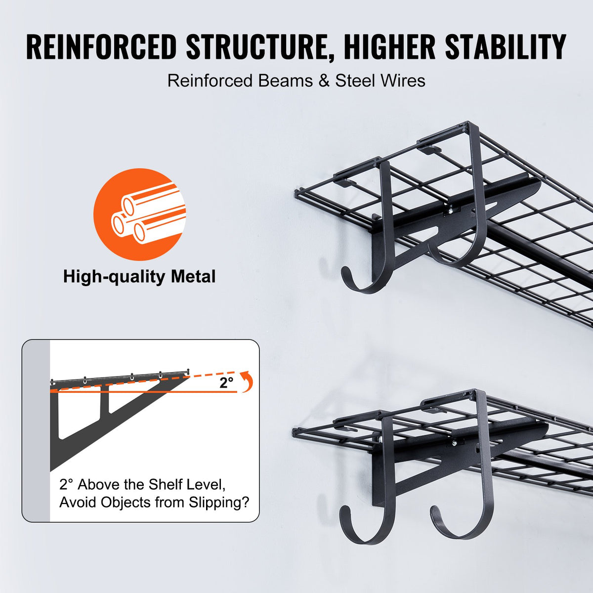 Wall Mounted Garage Shelves 2-Pack, 4 x 1 ft Steel, 400 lb Total – image 3