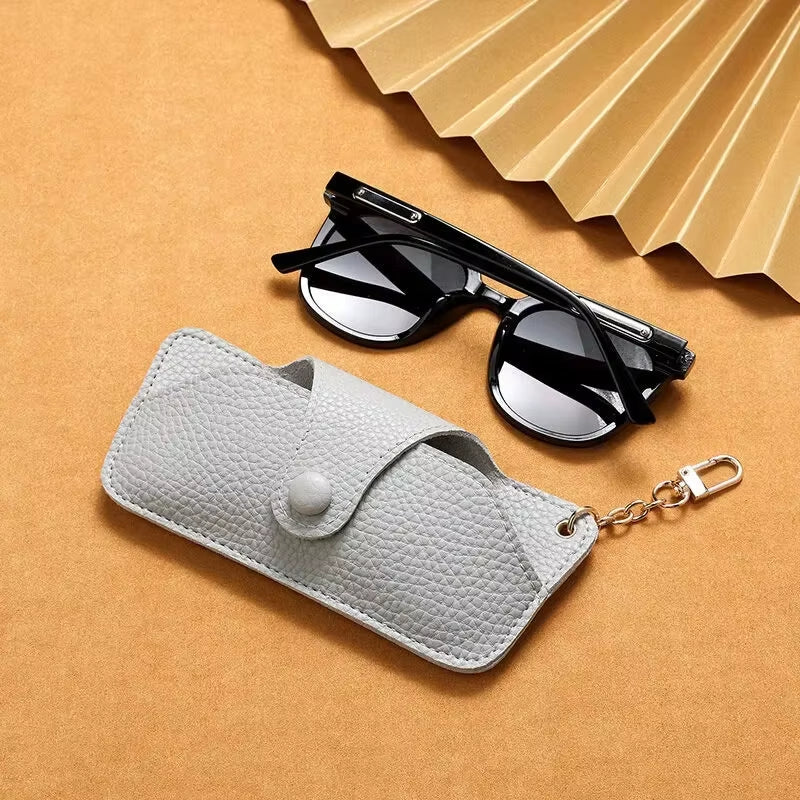 Glasses Pouch with Lanyard - Retro PU Leather Sunglasses Case – image 9