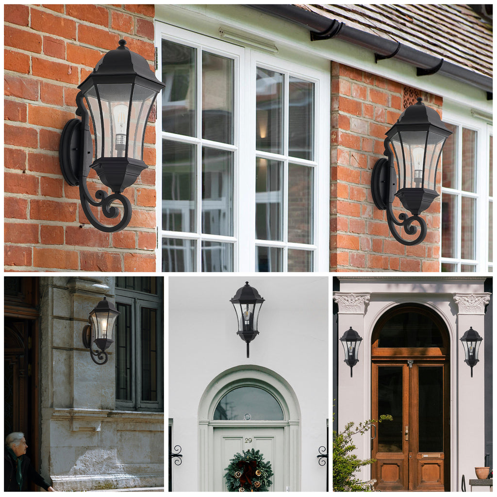 27 in Vintage Outdoor Wall Lantern with Dusk to Dawn Sensor – image 2