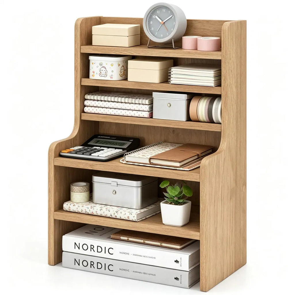 6-Tier Wooden Desktop Organizer with Removable Shelves, Natural – image 4