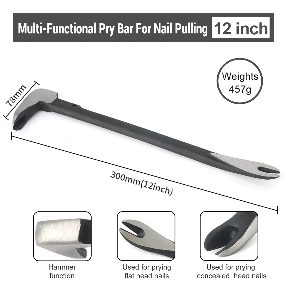 Oilfield Flat Pry Bar with Nail Puller Claw, High-Carbon Steel 12-15 in – image 9