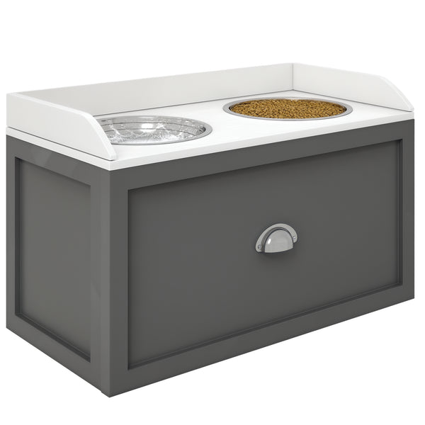 Raised Dog Feeding Station with 21L Food Storage Gray