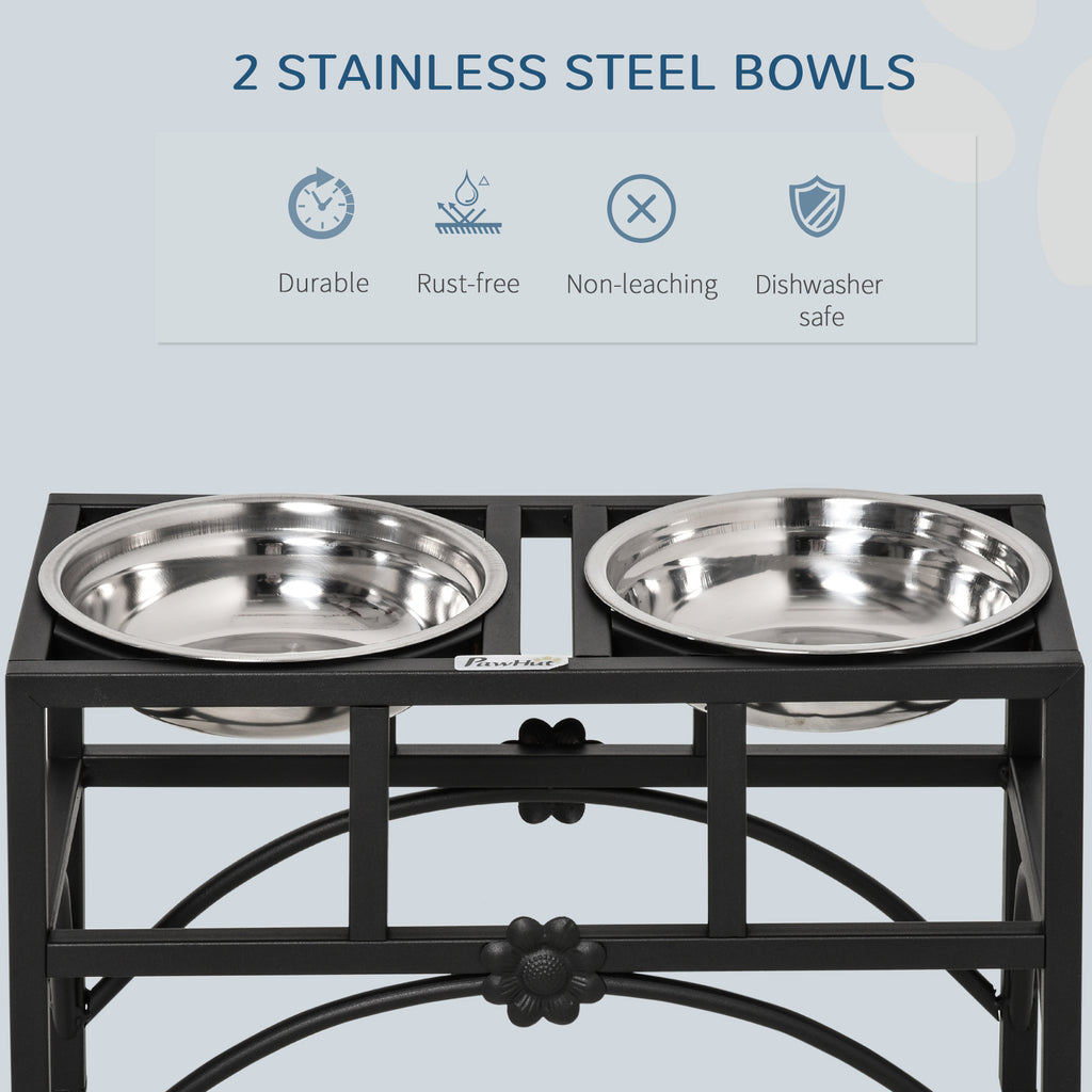 17" Double Stainless Steel Elevated Dog Bowl Feeding Station – image 4
