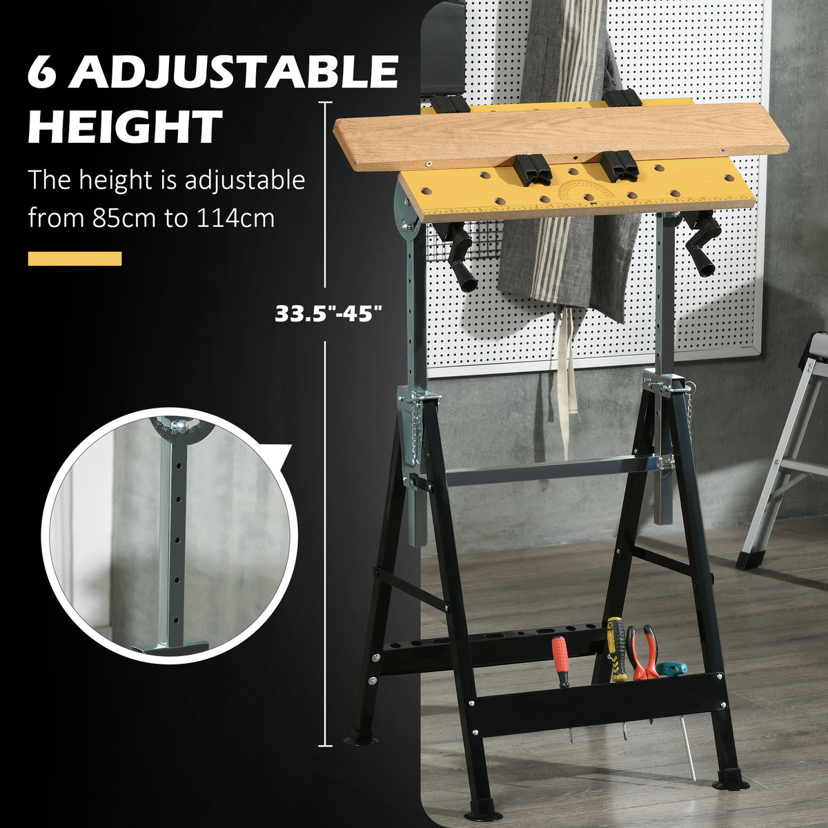 Work Bench Tool Stand Adjustable Height with 4 Clamps – image 4