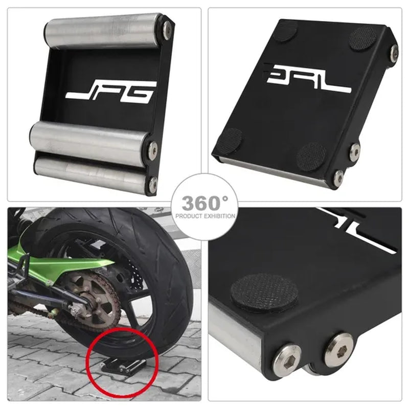 Motorcycle Wheel Cleaning Stand with Motorcycle Bike Cleaning Brush Kit, Cleaning Wash Kit with Storage Bag for Tire Cleaning, Chain Lubrication, Mudguard, Rims, Paint, Frame Clean