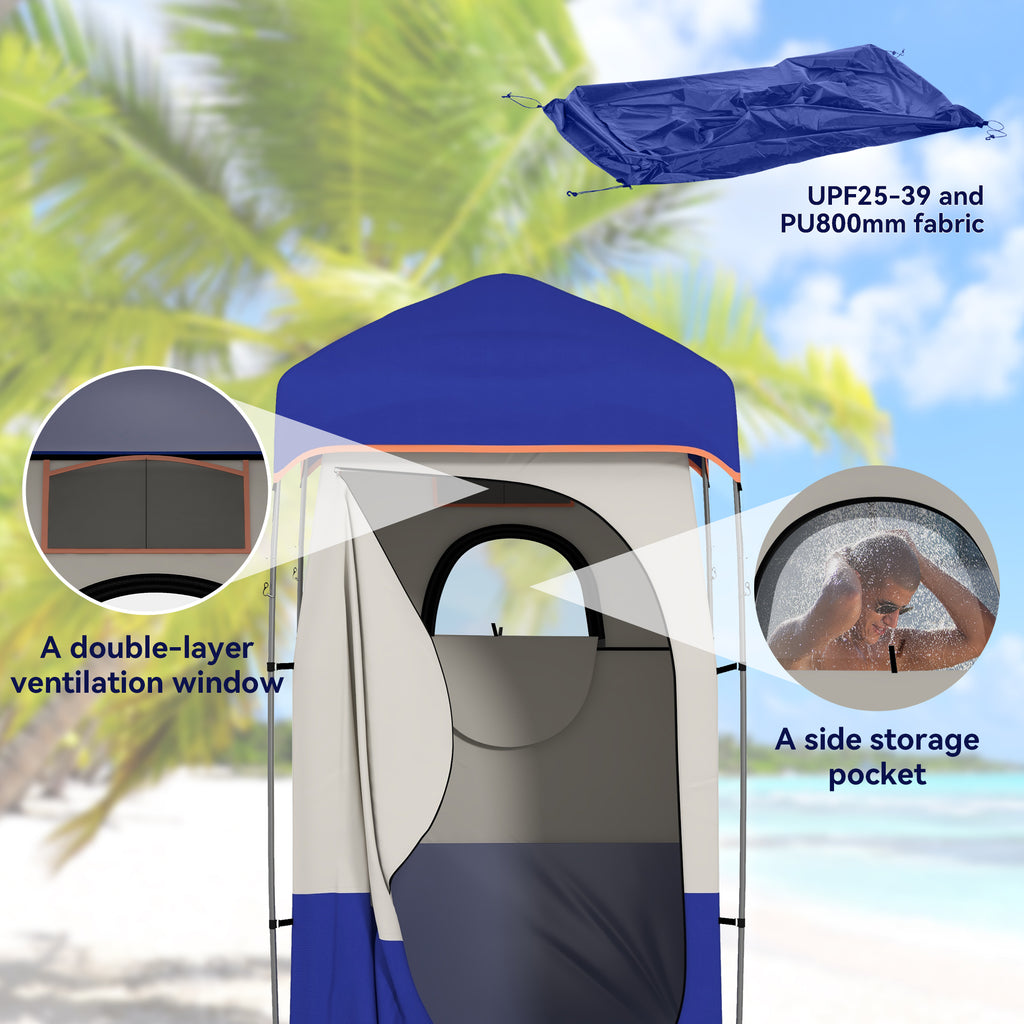 Camping Shower Privacy Tent with Solar Shower Bag and Floor, Blue – image 7
