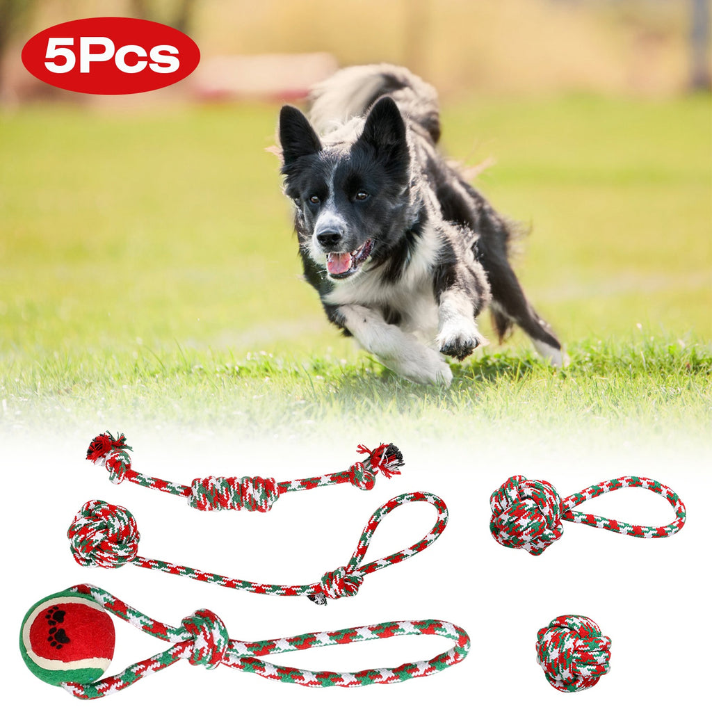 Christmas Dog Rope Toys 5 Pack Chew Toy Set for Puppies – image 3