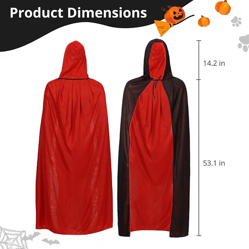 Vampire Cloak for Adults – Reversible Black and Red Hooded Cape – image 2