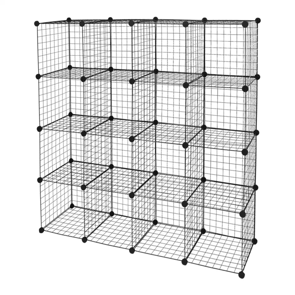 16 Cube Wire Storage Shelves, Modular Metal Grid Cubby Organizer – image 3