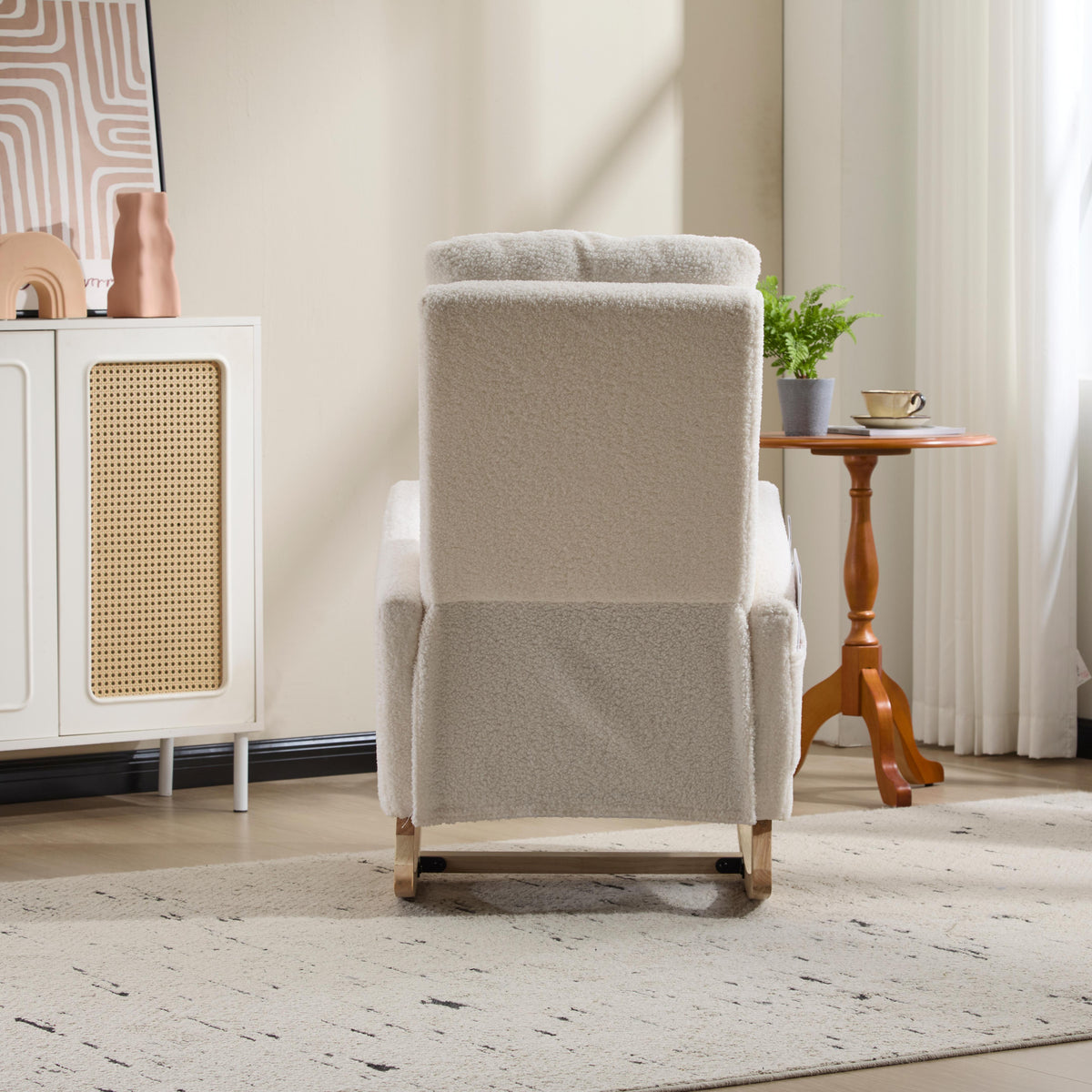 Upholstered Nursery Rocking Chair with Footrest and Side Pocket – image 18
