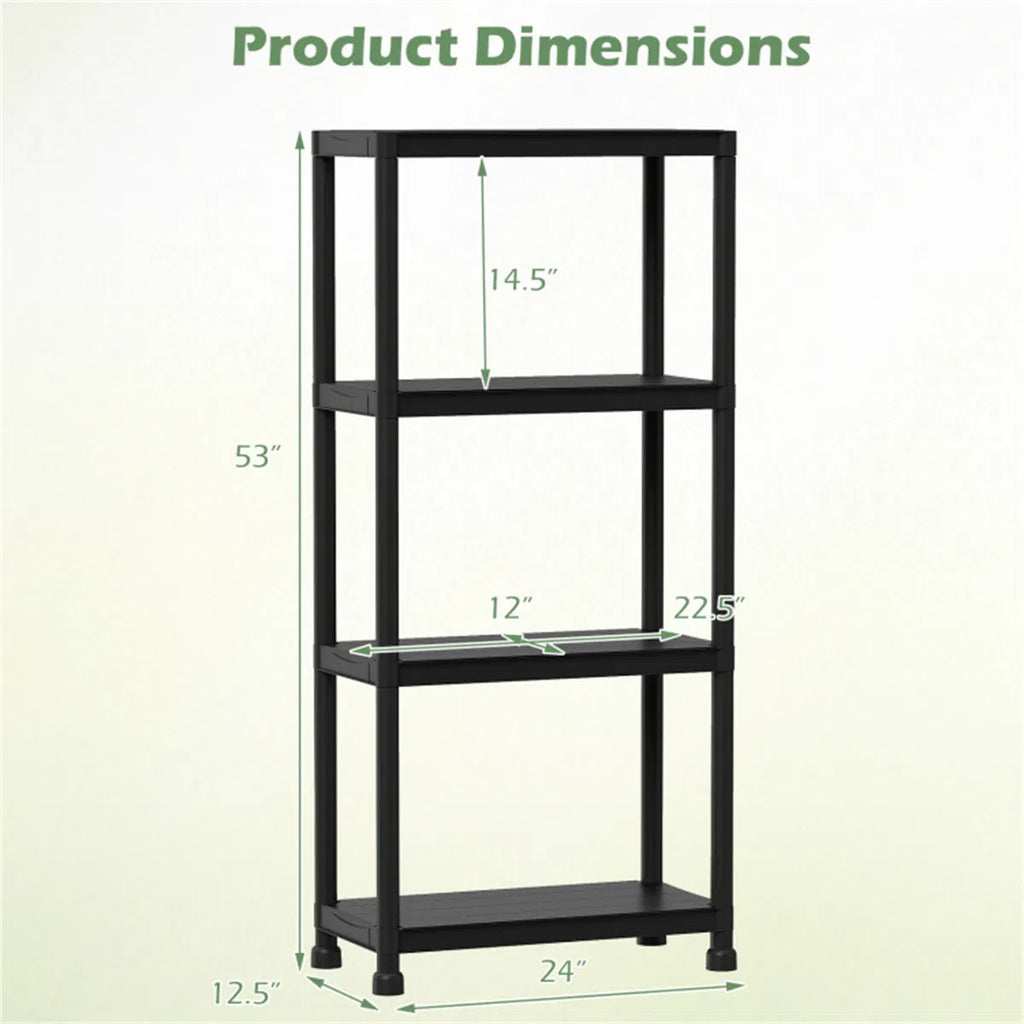 4-Tier Garage Storage Shelf, Tool-Free Plastic Shelving 400 lb – image 5