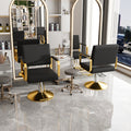 Hydraulic Salon Styling Chair 360 Swivel Black and Gold – image 1