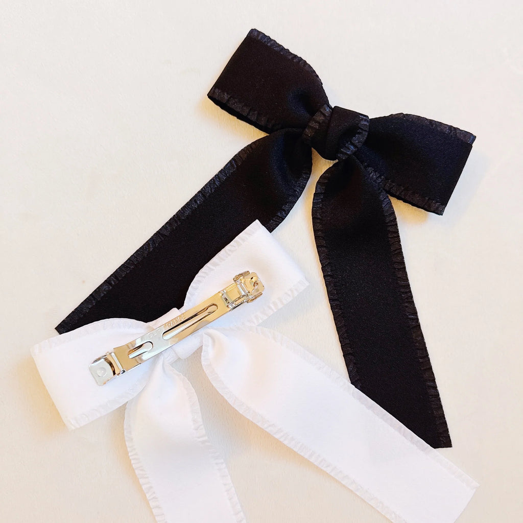 Bow Hair Clip Set – 2 Pack, Black & White – image 6