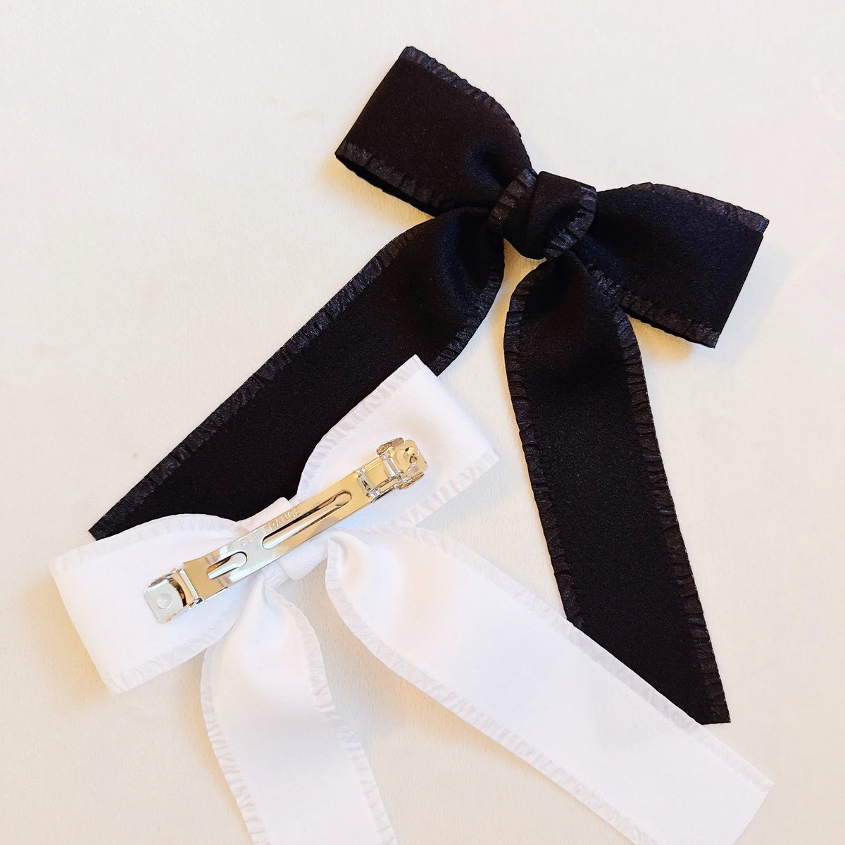 Bow Hair Clip Set – 2 Pack, Black & White – image 6