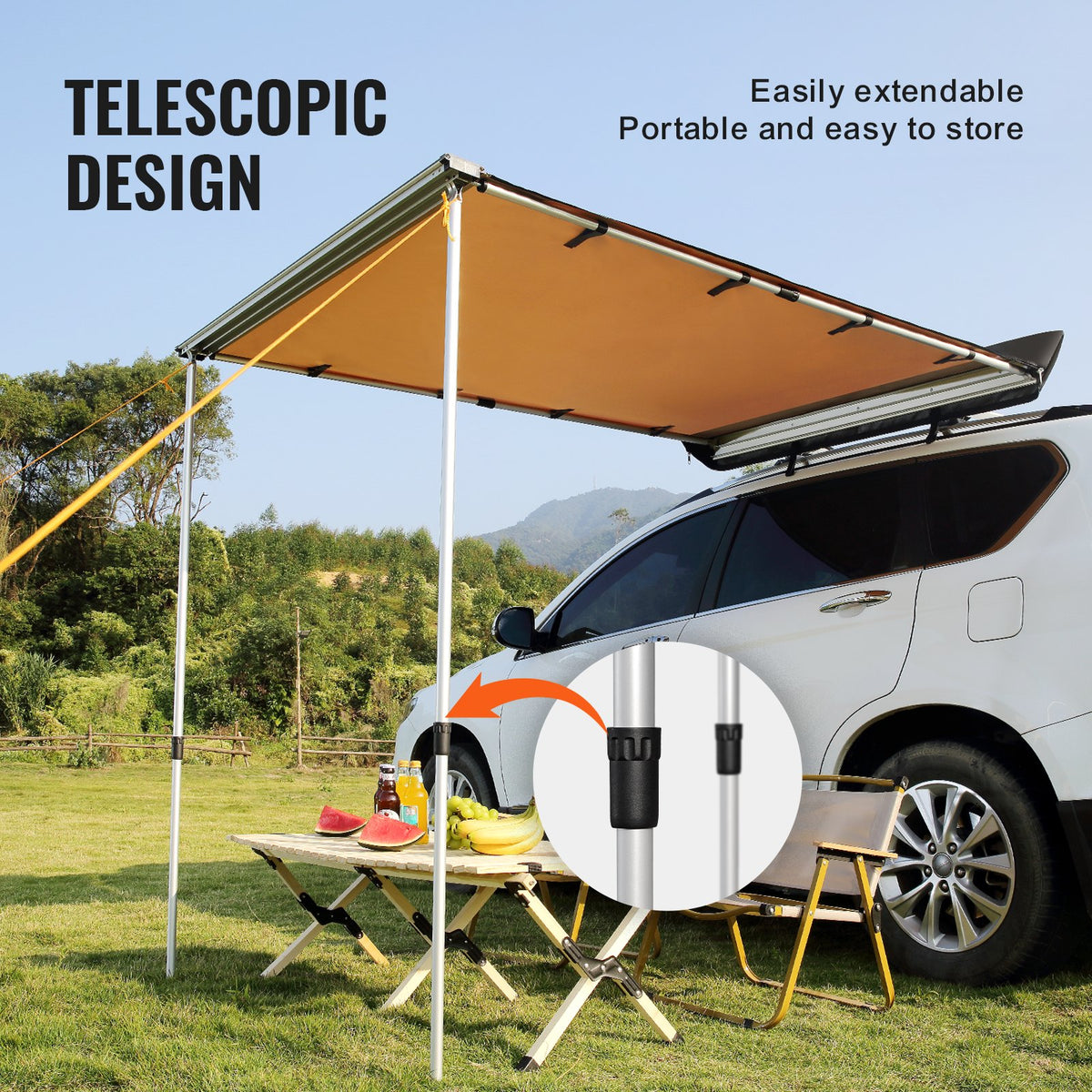 Retractable Car Side Awning 6.6 x 8.2 ft, UV50+ Waterproof – image 5