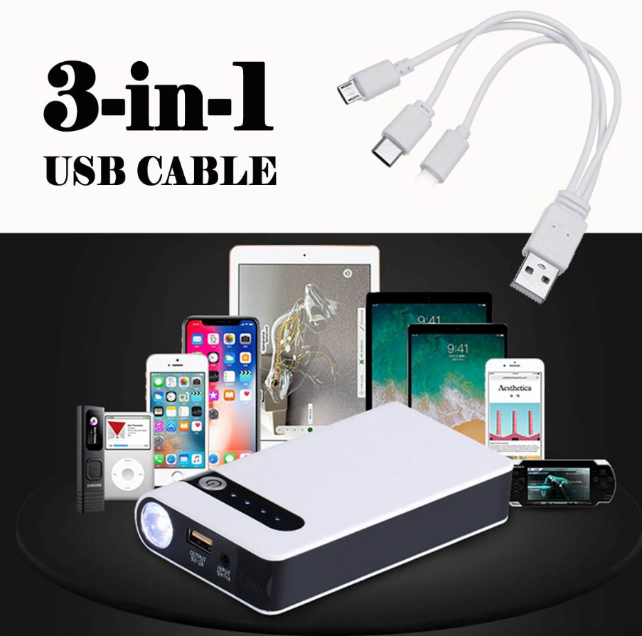 Car Jump Starter – 400A Peak, 20000mAh Power Bank with LED Light