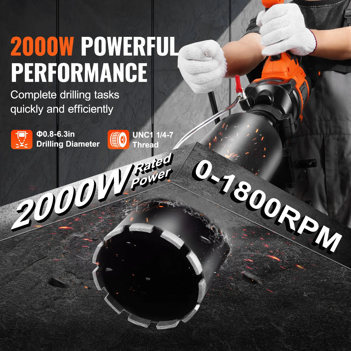 Diamond Core Drill 2000W – 0.8-6.3 in Wet/Dry Rig with Stand – image 2
