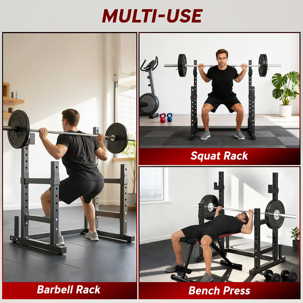 Adjustable Squat Rack with Dual Barbell Holders and Plate Storage – image 6