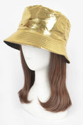 Metallic Faux Leather Bucket Hat, Gold