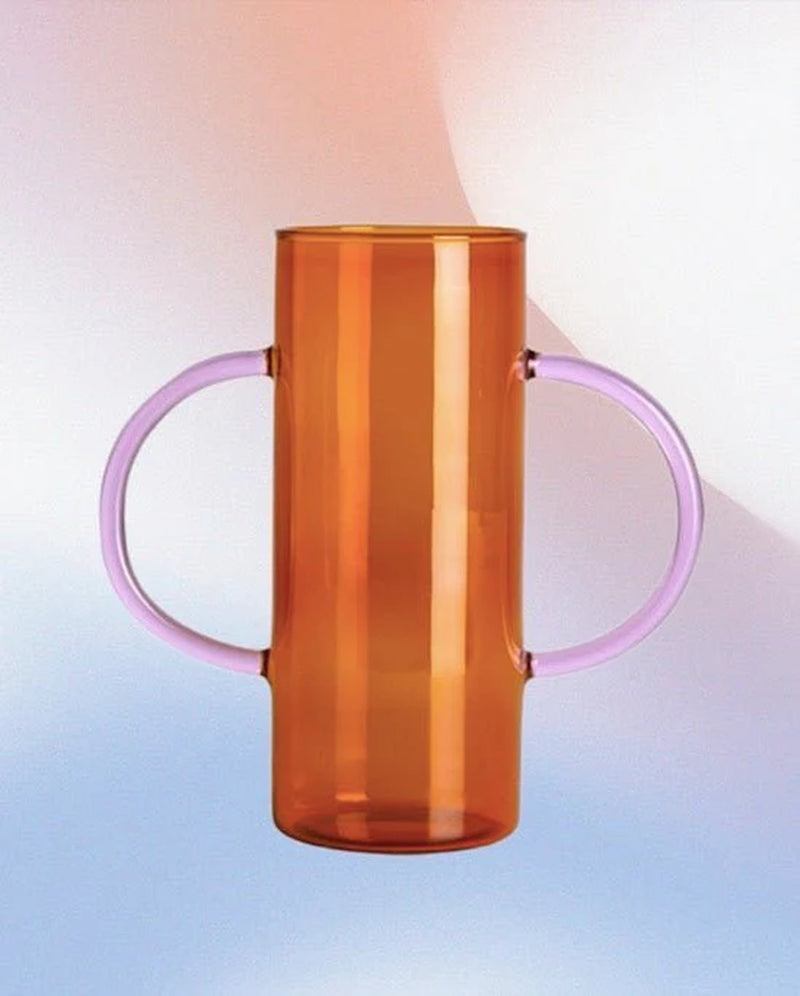 Dual Handle Colored Glass Flower Vase – image 8