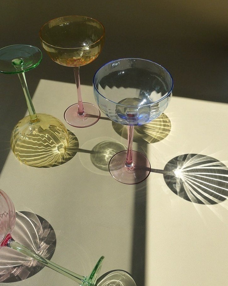 Hand Blown Pastel Cocktail Coupe Glasses, Set of 4 – image 4