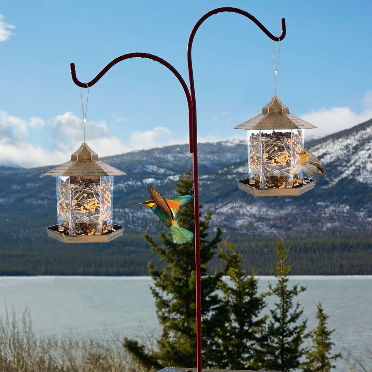 Gazebo Bird Feeder - Hanging 6-Port Wild Bird Seed Station – image 14