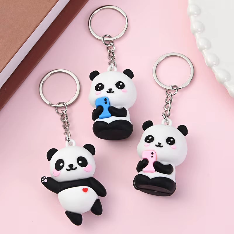 Cute Cartoon Panda Couple Keychain – image 2