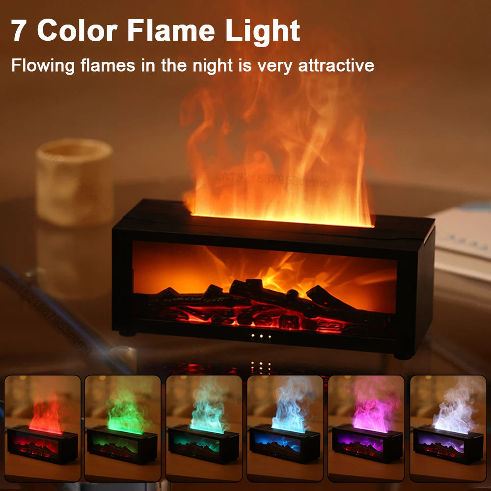 Flame Essential Oil Diffuser - Aromatherapy Humidifier with RGB Light & Remote