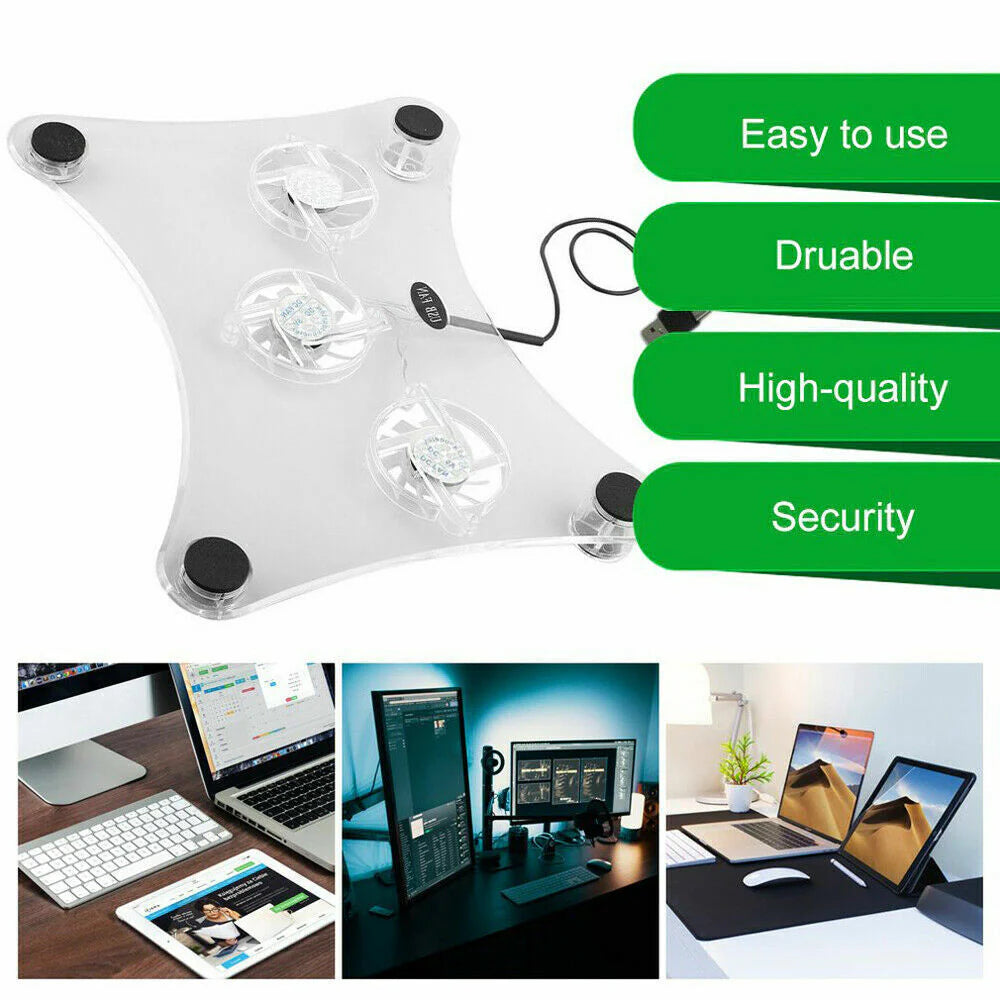 Laptop Cooling Pad with 3 Quiet LED Fans - USB Powered Notebook Stand – image 3