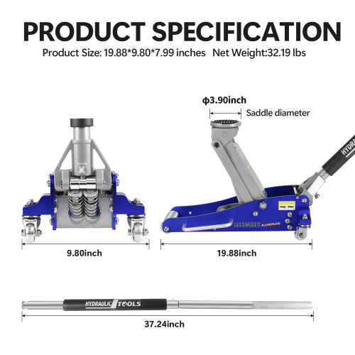 Low Profile Floor Jack – 1.5 Ton Aluminum Racing Jack, Dual Pump