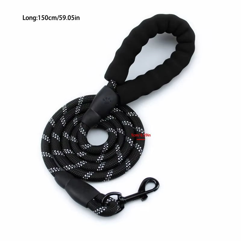 Reflective Braided Dog Leash - 5 ft Nylon Rope Lead for Night Walks – image 7