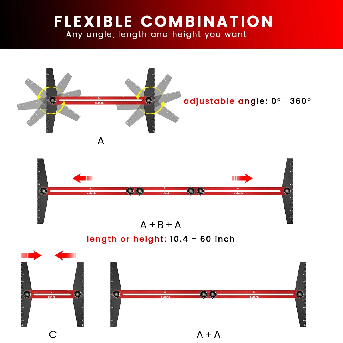 Construction Stair Tread Template Tool - Adjustable 10-60 in Aluminum Jig – image 4