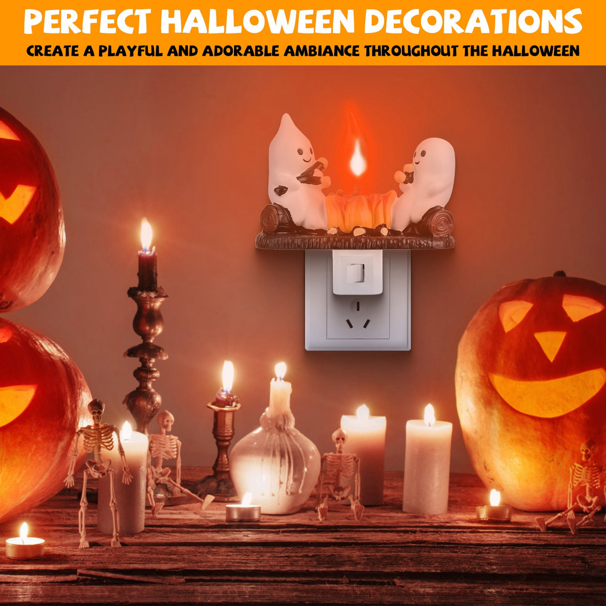 Ghost Campfire Night Light, Flickering Flame Halloween Decor 2 Pack – image 7