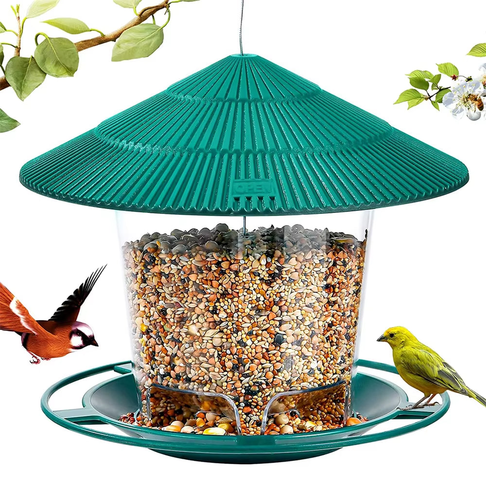 Hanging Bird Feeder - Covered Round Wild Bird Seed Station – image 2