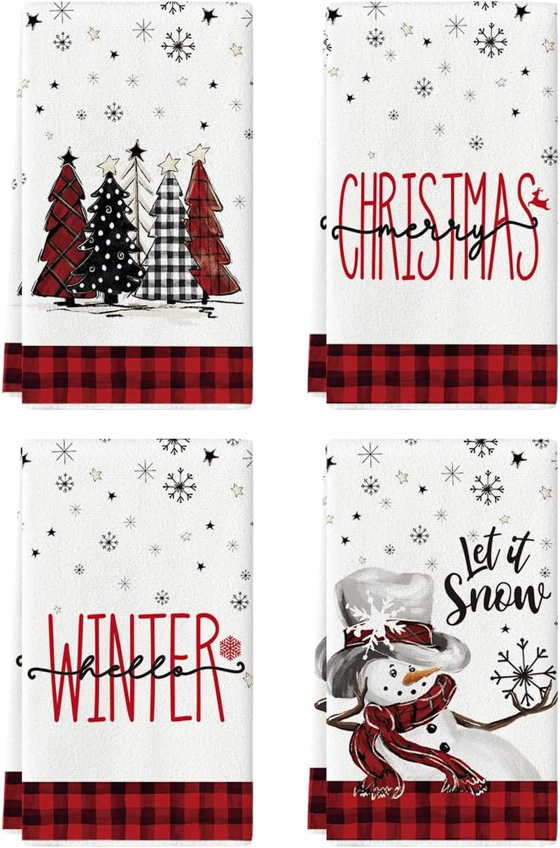 Snowman Christmas Kitchen Towels, Set of 4, 18 x 26 in