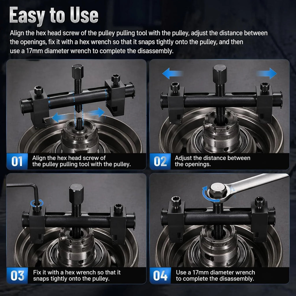 Pulley Puller Tool Kit Adjustable 40-160mm with Hex Key – image 3