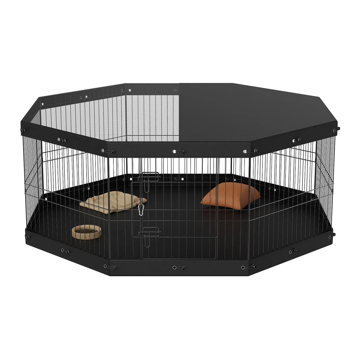 Dog Playpen with Top Cover and Pad, 8 Foldable Metal Panels, 24 in – image 11