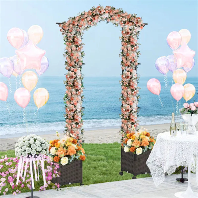 Garden Arch with 2 Self-Watering Planter Boxes on Lockable Wheels – image 9