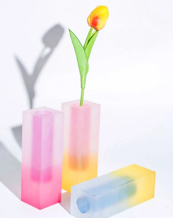 Decorative Vase - Iridescent Acrylic Pillar Flower Vase