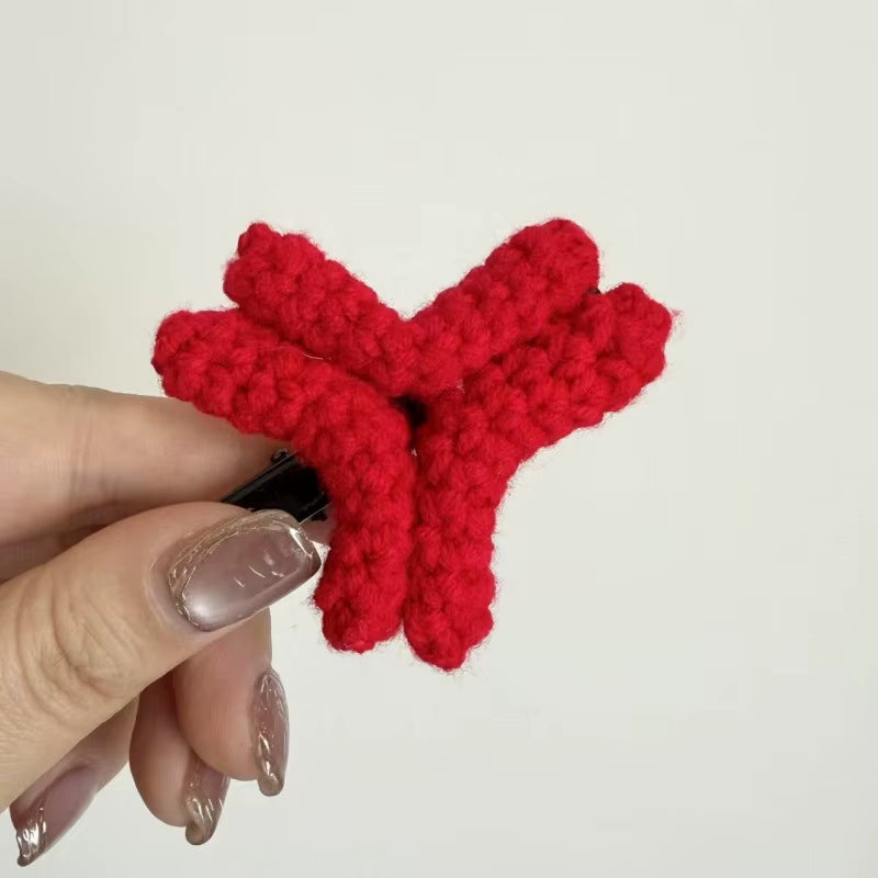 Crochet Hair Clip - Novelty Angry-Face Duckbill Clip