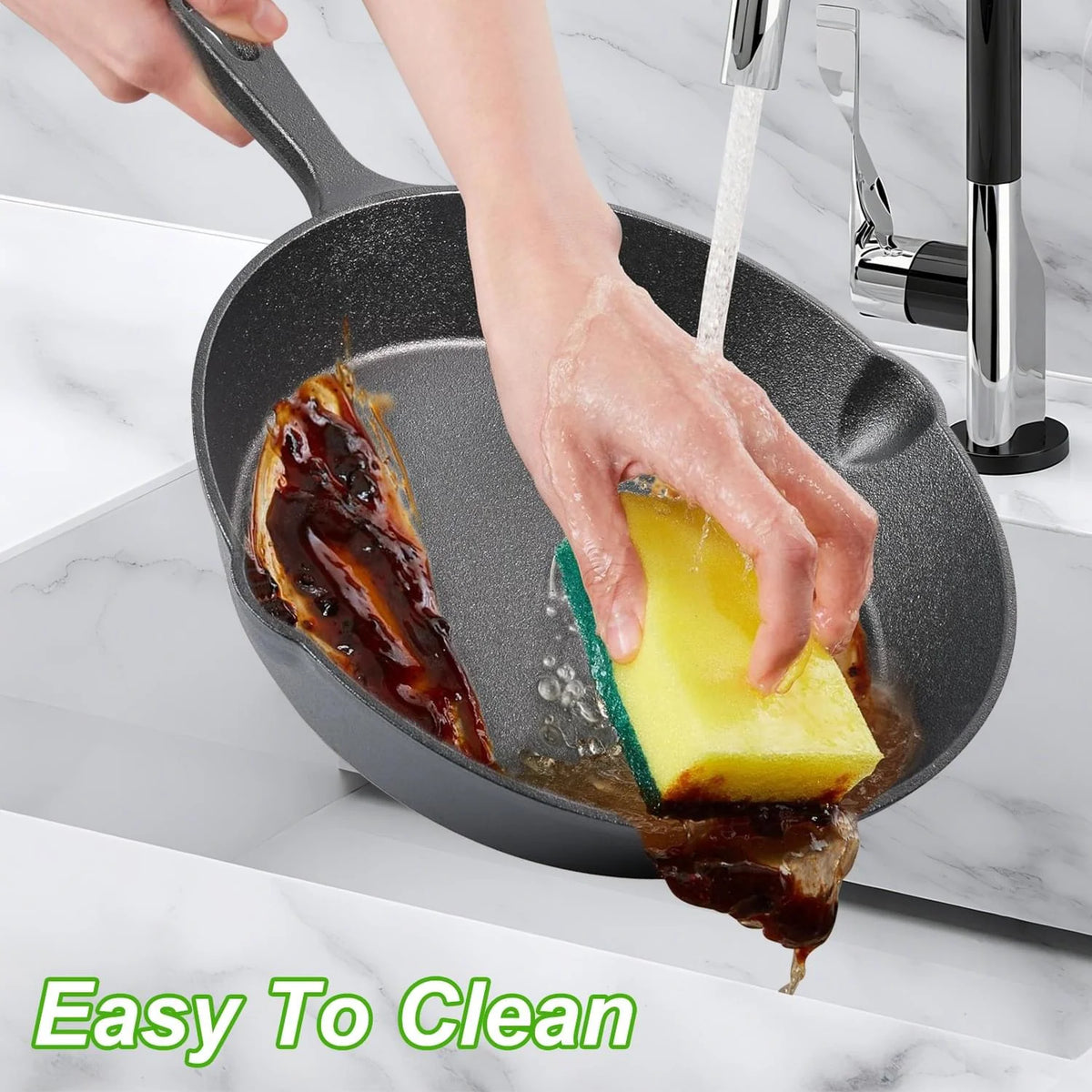 Cast Iron Skillet Set, 3-Piece Pre-Seasoned 6, 8 & 10 in Frying Pans – image 3