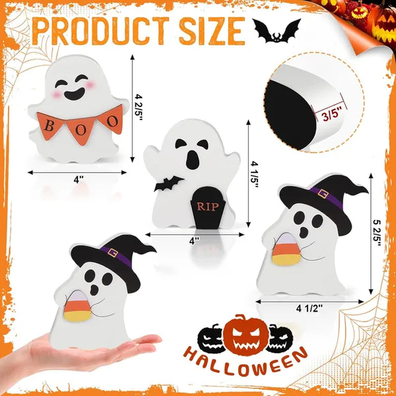 Halloween Tiered Tray Decor, Wooden Ghost Signs Set of 3 – image 3