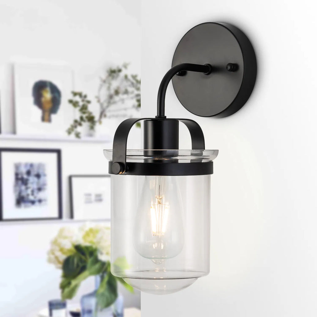 Modern 1-Light Wall Sconce with Clear Glass Globe Shade