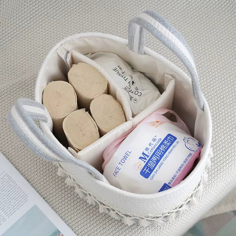 Foldable Cotton Rope Diaper Caddy Organizer Basket – image 5