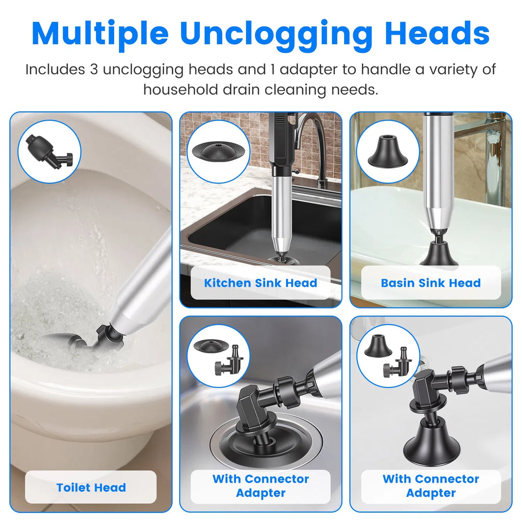 Electric Toilet Plunger - Rechargeable Air Drain Blaster with Gauge – image 5
