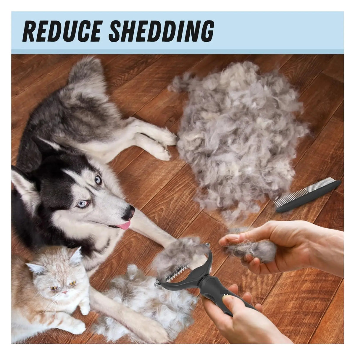 Undercoat Rake and Metal Comb Set - Dematting Grooming Kit for Pets – image 6