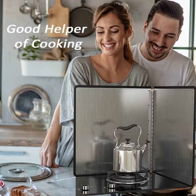 Splatter Guard, Foldable Stainless Steel Stove Oil Splash Screen – image 4