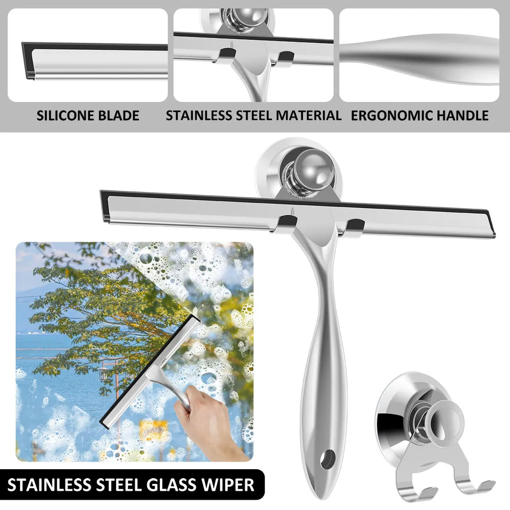Shower Squeegee - Stainless Steel with Suction Cup Holder – image 3