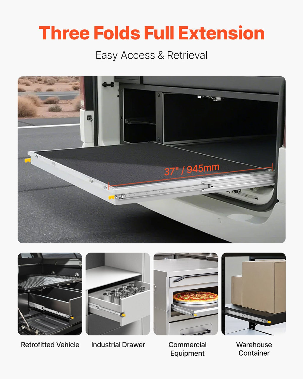 500 Lb Heavy Duty Locking Drawer Slides, Full Extension, 1 Pair