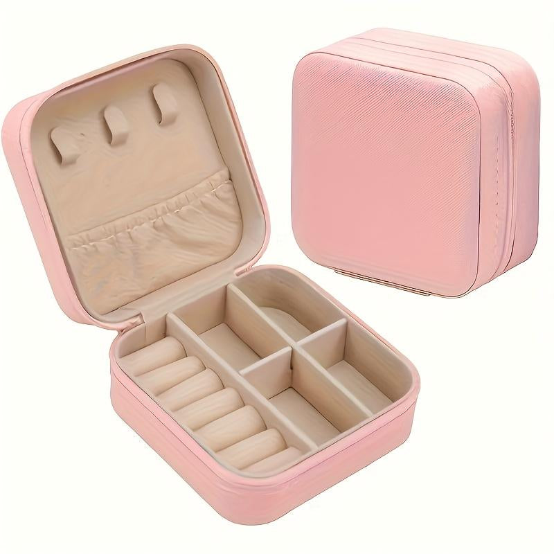 Mini Travel Jewelry Box Set of 15, PU Leather, Pink Green White – image 2